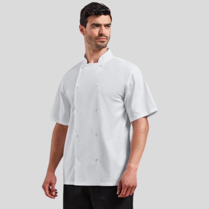 PR664 Premier Giacca Chef unisex Collo coreana maniche corte con bottoni a pressione 65% poliestere 35% cotone 195gr Thumbnail