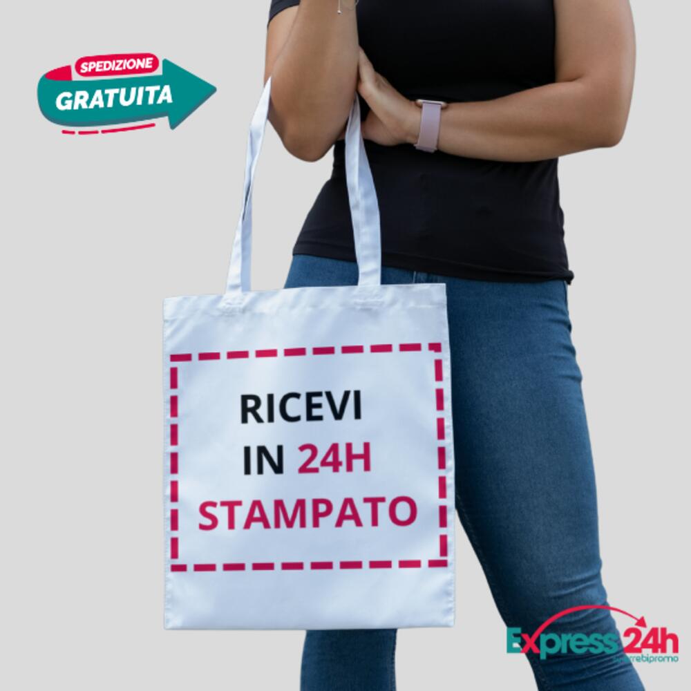 Shopper borsa manici in 100% cotone Stampata Spedita in 24 ore Thumbnail