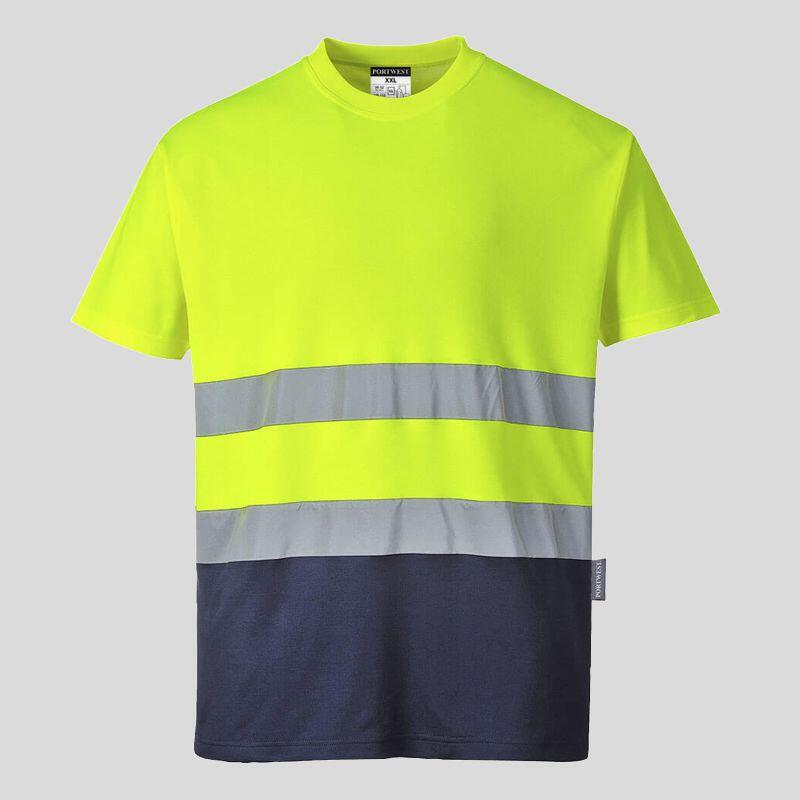 S173 Portwest T-shirt ad alta visibilità bicolore con bande orizzontali 55% cotone 45% poliestere 145gr Thumbnail
