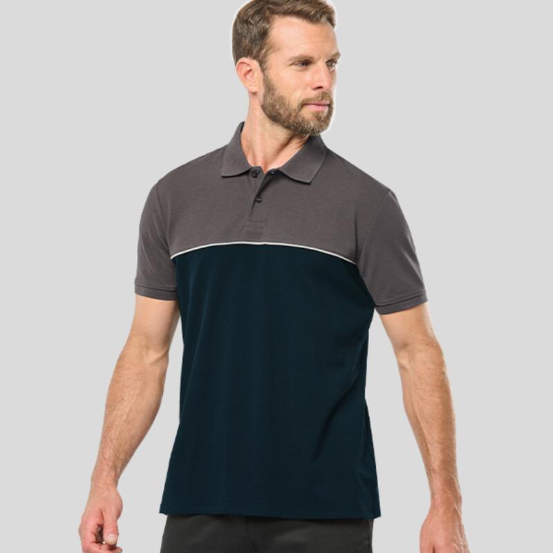 WK210 Polo unisex bicolore a maniche corte lavabile a 60° C 60% cotone piquet 40% poliestere riciclato 220gr Thumbnail
