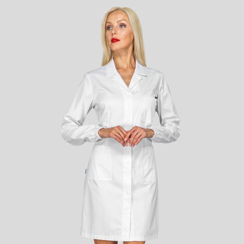 009200 Camice donna vestibilità sciancrata con elastico ai polsi bottoni a pressione e tasche esterne 100% cotone Thumbnail