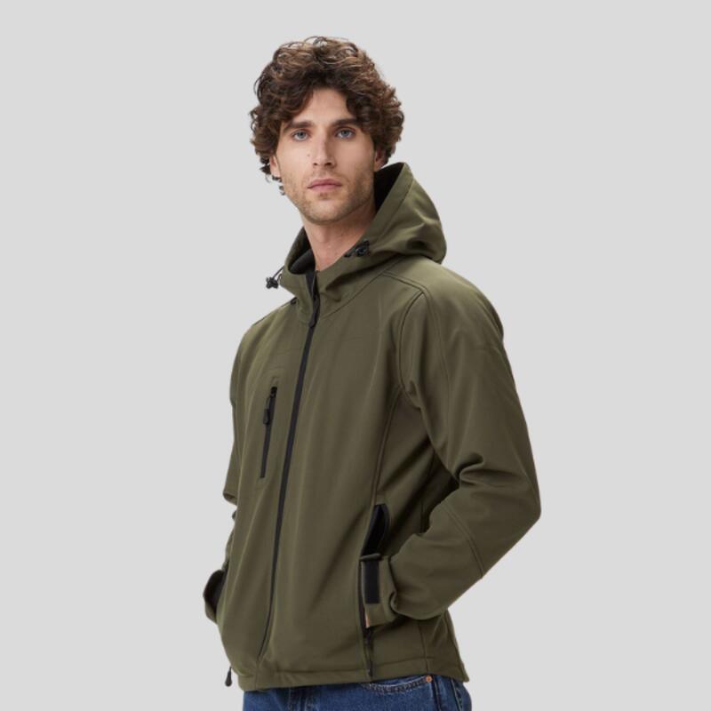 BS552 Black Spider Giacca softshell uomo a 3 strati con cappuccio e interno in micropile 96% Poliestere 4% Elastan Thumbnail