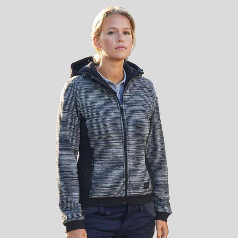 JN1843 Giacca con cappuccio in pile imbottita con inserti elastici 300 g/m² Thumbnail