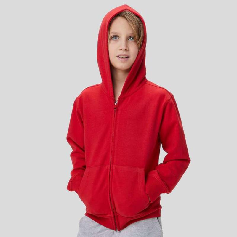 BSK304 BlackSpider Felpa zip lunga con cappuccio da bambino in french terry 80% cotone 20% poliestere 300 gr Thumbnail