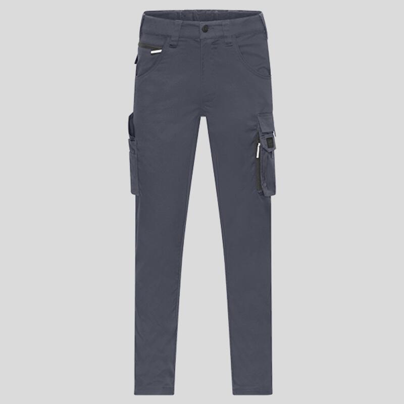 JN1858 James Nicholson Pantaloni da lavoro slim stretch 48% cotone, 36% elastomultiestere, 16% poliammide 170gr  Thumbnail