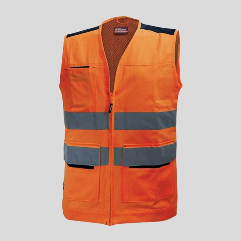 WHL153OF Smart Gilet multitasche alta visibilità classe II 60% cotone 40% poliestere 240gr Thumbnail
