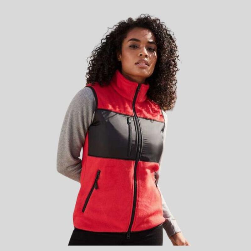 JN1309 James&Nicholson Gilet in pile da donna con inserto in tessuto e taschino sul petto 100% poliestere riciclato Thumbnail