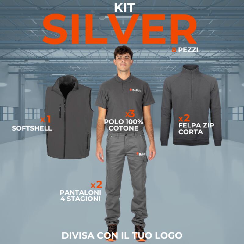 SILVER - Divisa in KIT Multistagione 8 Articoli: 2xPantalone Multitasca - 3x Maglietta Polo - 2xFelpa Zip Corta - 1xGiletSoftshell Thumbnail