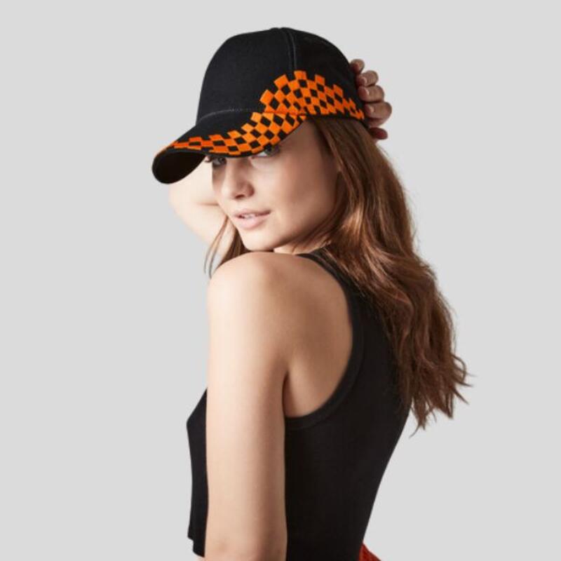 Cappellino Grand Prix con bandiera Scacchi ricamata 100% cotone personalizza Ricamo e Stampa Thumbnail