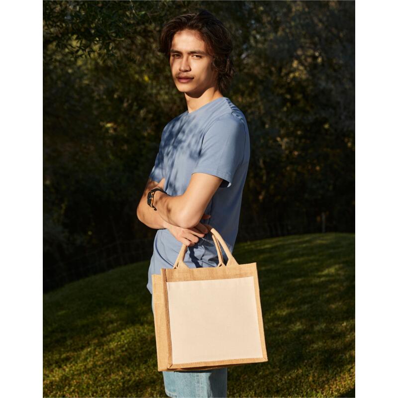 Shopper personalizzabile in Juta laminata con tasca frontale 30x30x29 Litri Thumbnail