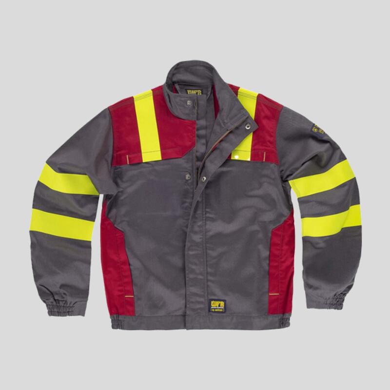 B1199 Giacca Multitasche con rifrangente termoadesiva gialla ignifuga 87% cotone + 12% nylon + 1% antistatico 260 gr/m2 Thumbnail