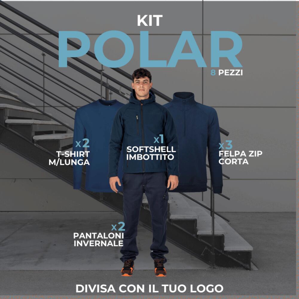 KIT POLAR - KIT 8 Articoli Divisa Lavoro Invernale : 2xPantalone Invernale - 2xMaglietta ML - 3xFelpa Zip Corta - 1xGiubbotto Imbottito Softshell Thumbnail