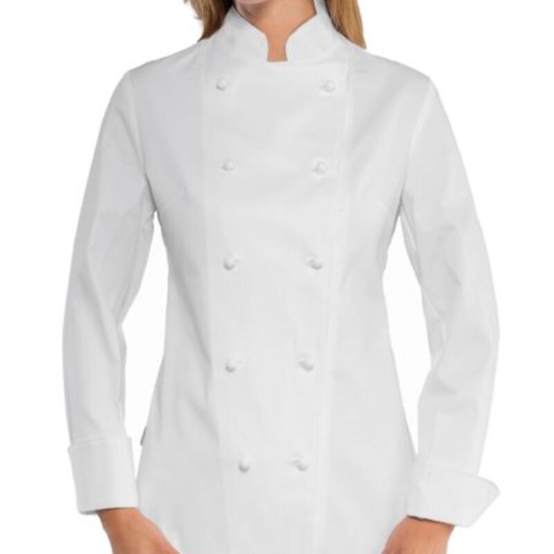 057560 Giacca cuoco donna a maniche lunghe extra light super stretch 97% Cotone 3% Spandex 136gr Thumbnail
