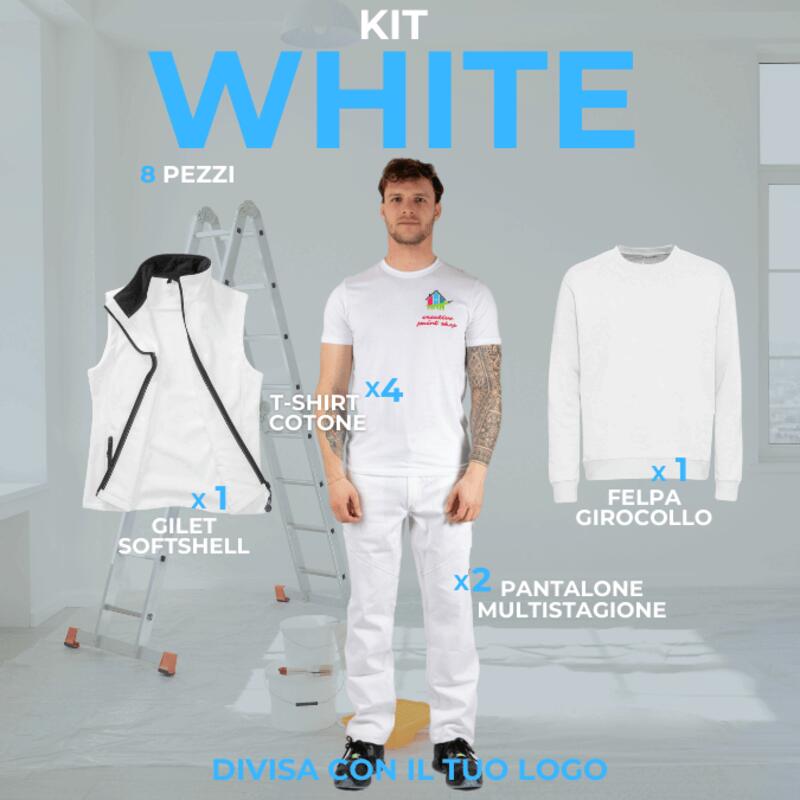 KIT WHITE - Divisa da lavoro bianca per imbianchino in KIT  8 Articoli Thumbnail
