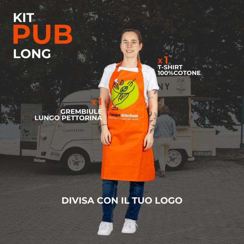 KIT Divisa ristorazione maglietta e Grembiule Lungo Personalizzati Thumbnail