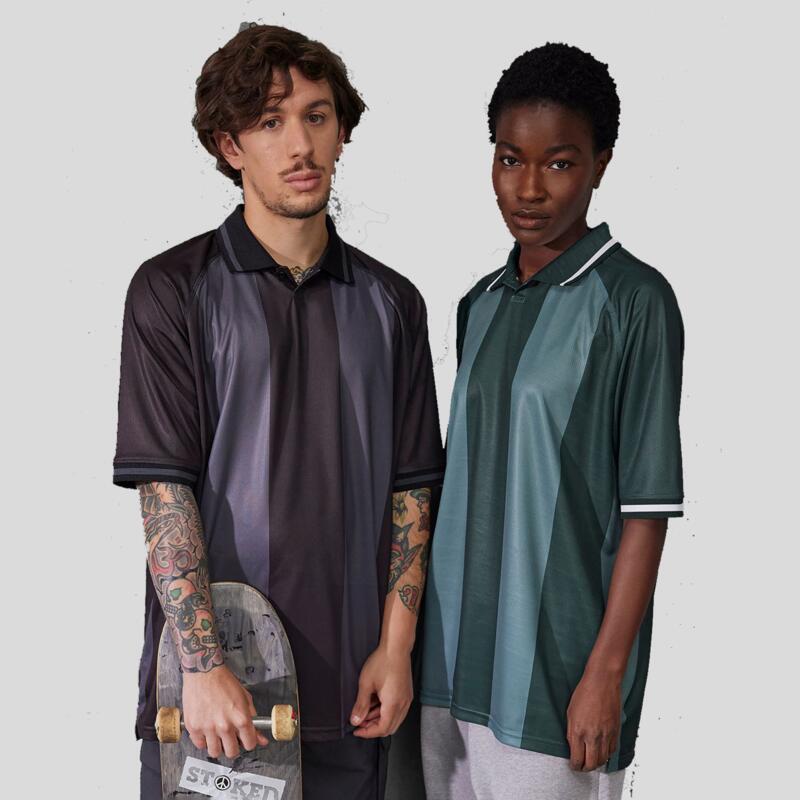 PG001 B&C Polo in tessuto tecnico bicolore manica corta spacchetti laterali 100% poliestere riciclato 140gr Thumbnail