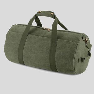 BG655 Vintage canvas barrel bag Borsone con chiusura a zip 100% Cotone Canvas lavato Thumbnail