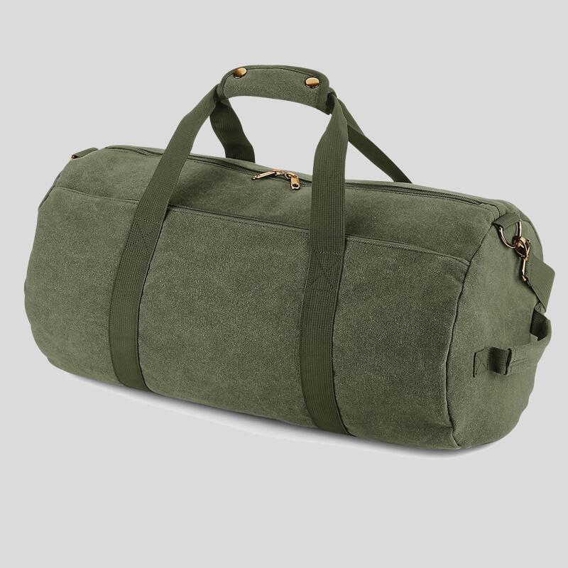 BG655 Vintage canvas barrel bag Borsone con chiusura a zip 100% Cotone Canvas lavato Thumbnail