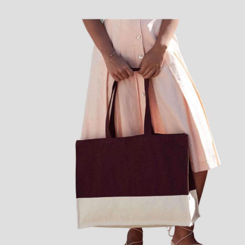 Borsa Mare personalizzabile in Cotone Organico con Manici a Contrasto  Thumbnail