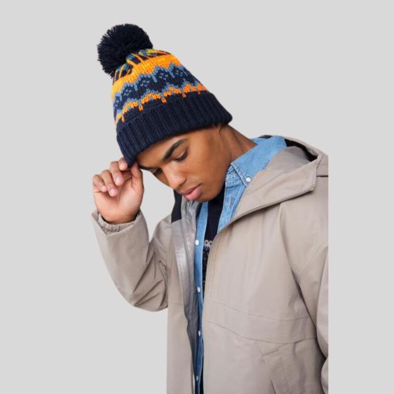 B528 Beechfield Berretto a maglia con pompon "Retro Ski" 56% poliestere riciclato, 44% acrilico Thumbnail