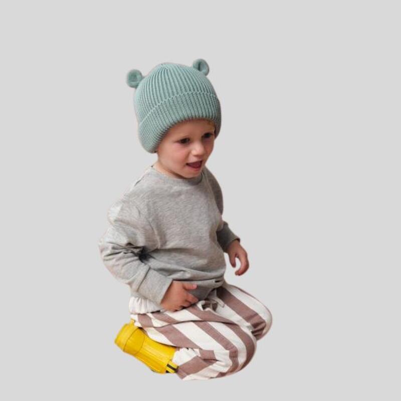 B340A Beechfield Cappello da neonati con orecchie 100% cotone bio certificato Thumbnail