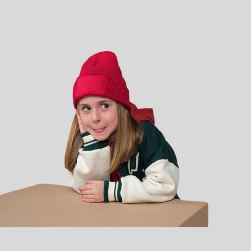 B445B Beechfield Berretto bambino con patch rettangolare 100% poliestere riciclato Thumbnail