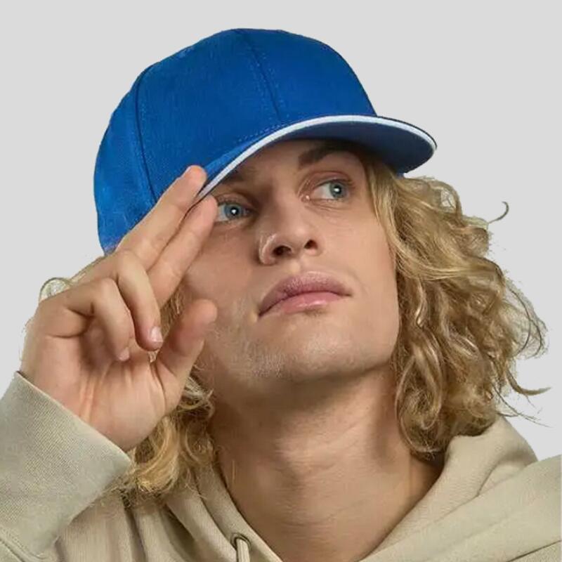 ATLISS Liberty Sandwich-S Cappello 6 pannelli visiera in contrasto chiusura con cinturino passante 80% cotone organico twill pesante spazzolato, 20% cotone riciclato Thumbnail