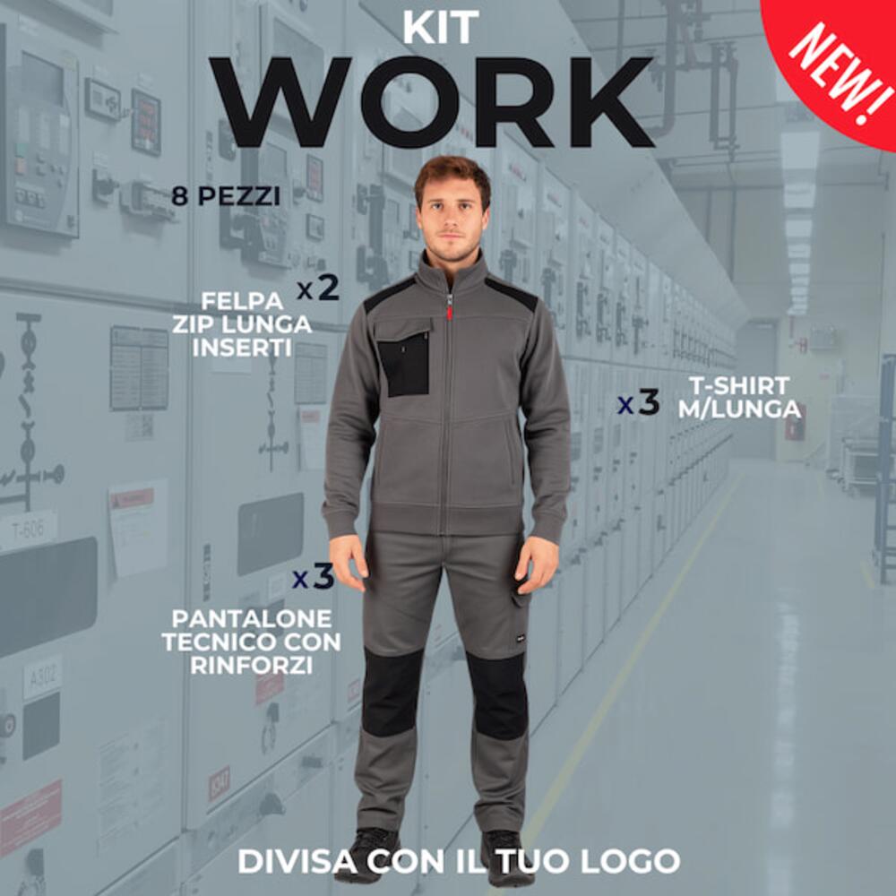 KIT WORK - 3 pantaloni tecnici rinforzatii, 3 T-shirt, 2 felpe zip lunga Thumbnail