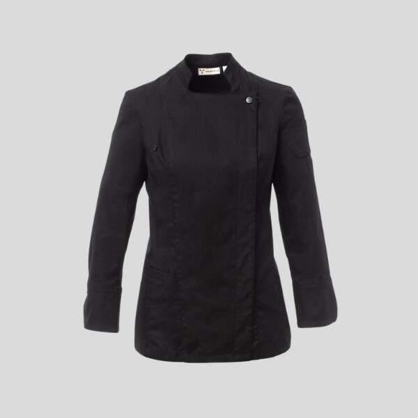 STARRED LADY Payper Giacca cuoco donna collo alla coreana maniche lunghe con chiusura a doppio petto con bottoni automatici 58% cotone 42% elastomultiestere 160gr Thumbnail