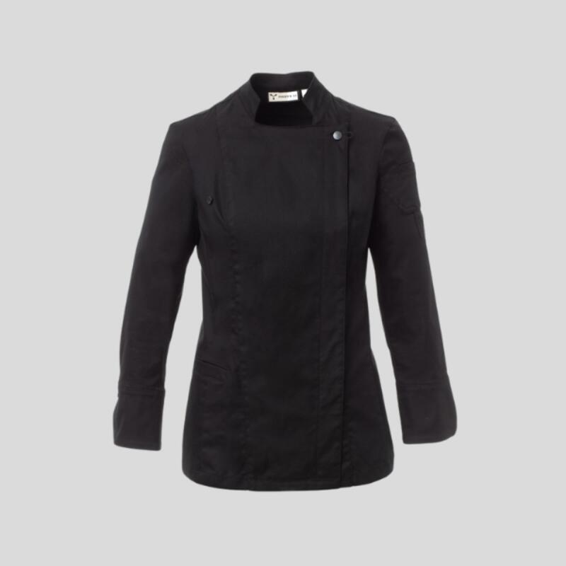 STARRED LADY Payper Giacca cuoco donna collo alla coreana maniche lunghe con chiusura a doppio petto con bottoni automatici 58% cotone 42% elastomultiestere 160gr Thumbnail