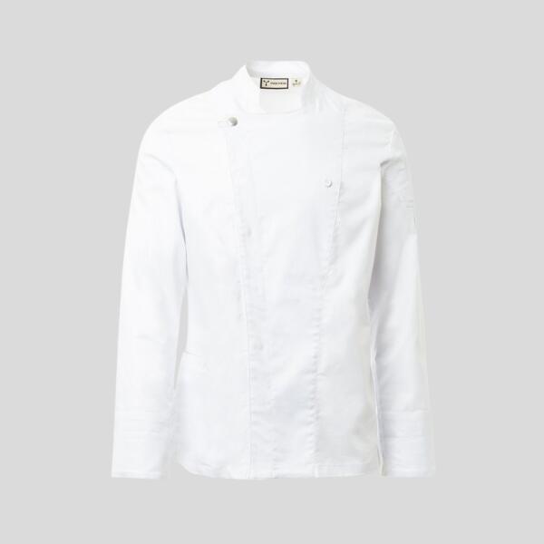 STARRED PLUS Payper Giacca cuoco collo alla coreana maniche lunghe con chiusura a doppio petto con bottoni automatici 60% cotone 40% eme 190gr Thumbnail