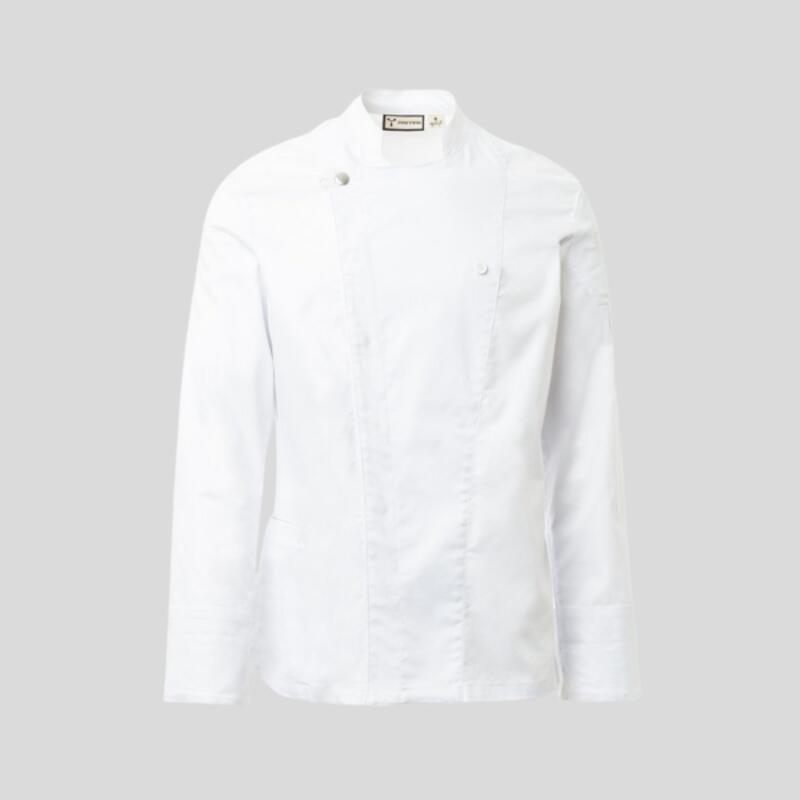 STARRED PLUS Payper Giacca cuoco collo alla coreana maniche lunghe con chiusura a doppio petto con bottoni automatici 60% cotone 40% eme 190gr Thumbnail