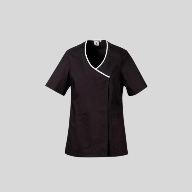 AGATE LADY Payper Camice da donna a manica corta scollo a V con bordo in colore a contrasto 58% cotone 14% poliestere 28% elastomultiestere 125gr Thumbnail