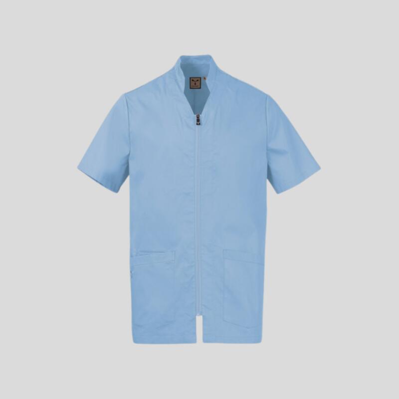 VANILLA Payper Camice uomo manica corta collo alla coreana con tessuto mesh sui fianchi e apertura centrale con zip 58% cotone 14% poliestere 28% elastomultiestere 125gr Thumbnail