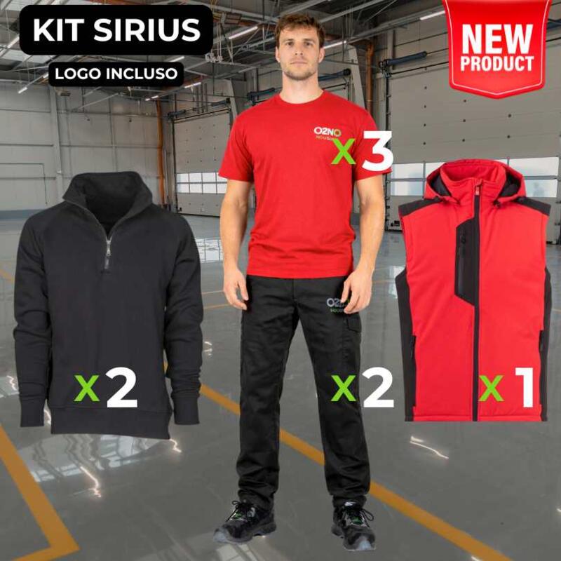 KIT SIRIUS – 8 CAPI con Logo – Pantalone da lavoro elasticizzato+ T-shirt+ Felpa + Gilet cappuccio Thumbnail