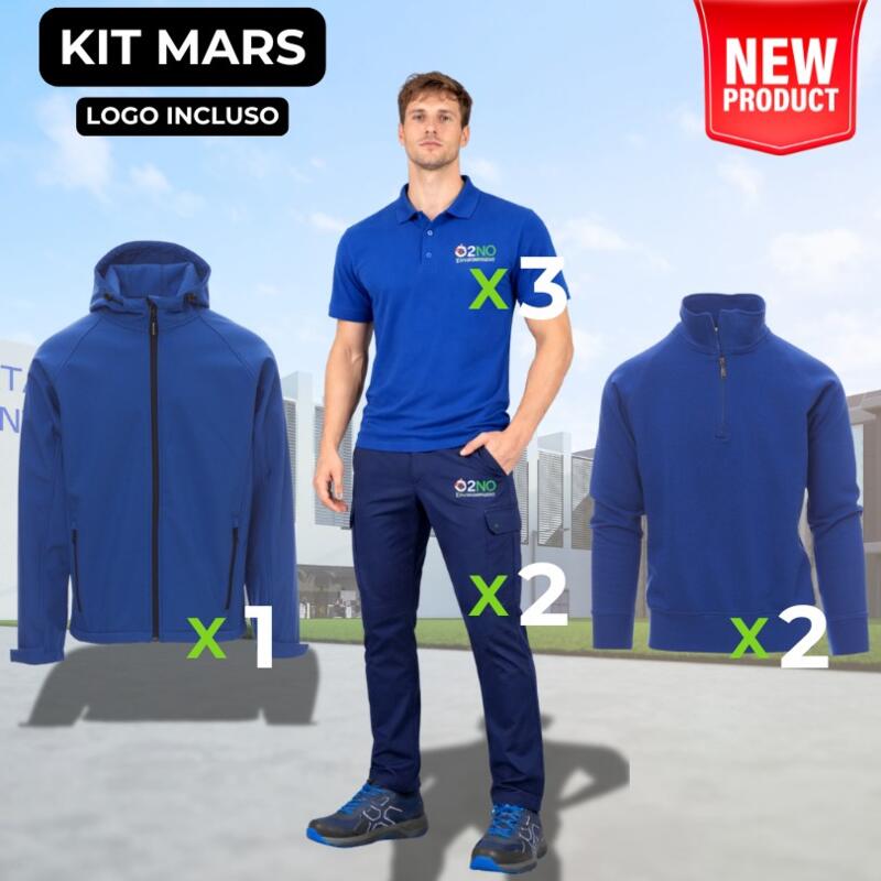 KIT MARS – 8 CAPI con Logo – Pantalone da lavoro elasticizzato + Polo + Felpa + Softshell cappuccio Thumbnail