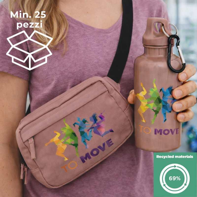 Kit GB2 - Borsa a tracolla tessuto GRS + Borraccia 400ml plastica riciclata RCS  Stampa full color inclusa Thumbnail