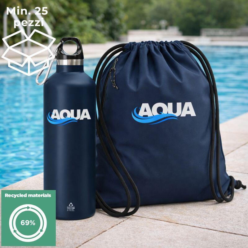 Kit GB3 - Recycled Gymsac con zip + Borraccia termica 500ml acciaio  Stampa full color inclusa Thumbnail