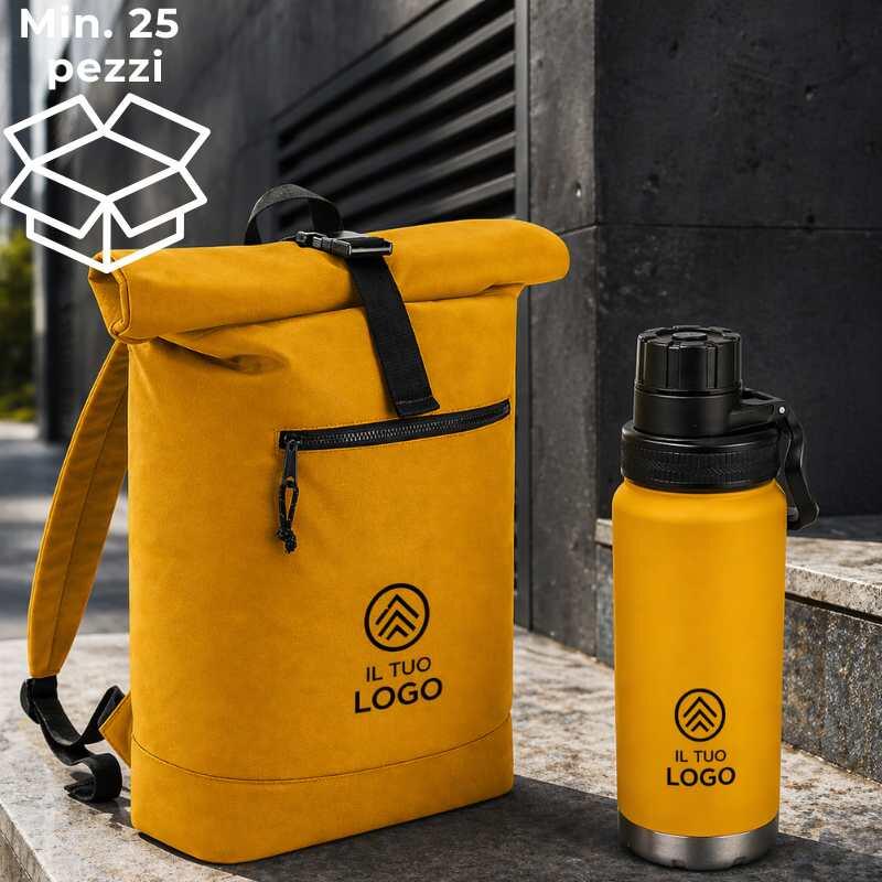 Kit GB5 - Borsa porta pc roll-up + Borraccia termica 700ml acciaio  Stampa full color inclusa Thumbnail