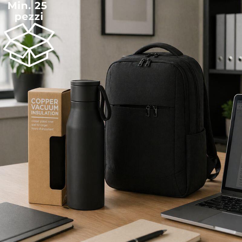 Kit GB8 - Zaino porta pc 15,6" + Borraccia termica 500ml acciaio Stampa full color inclusa Thumbnail