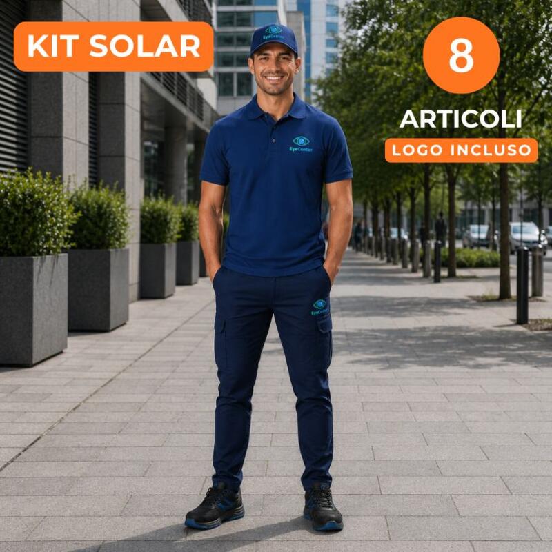 KIT SOLAR – 8 CAPI con Logo – Pantalone da Lavoro estivo + Polo leggera + Cappellino Thumbnail