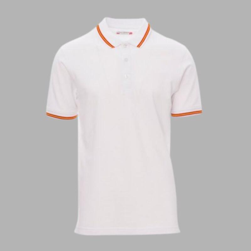 Spain Payper Polo unisex manica corta con dettaglio tricolore spagna a contrasto 100% cotone 185gr Thumbnail