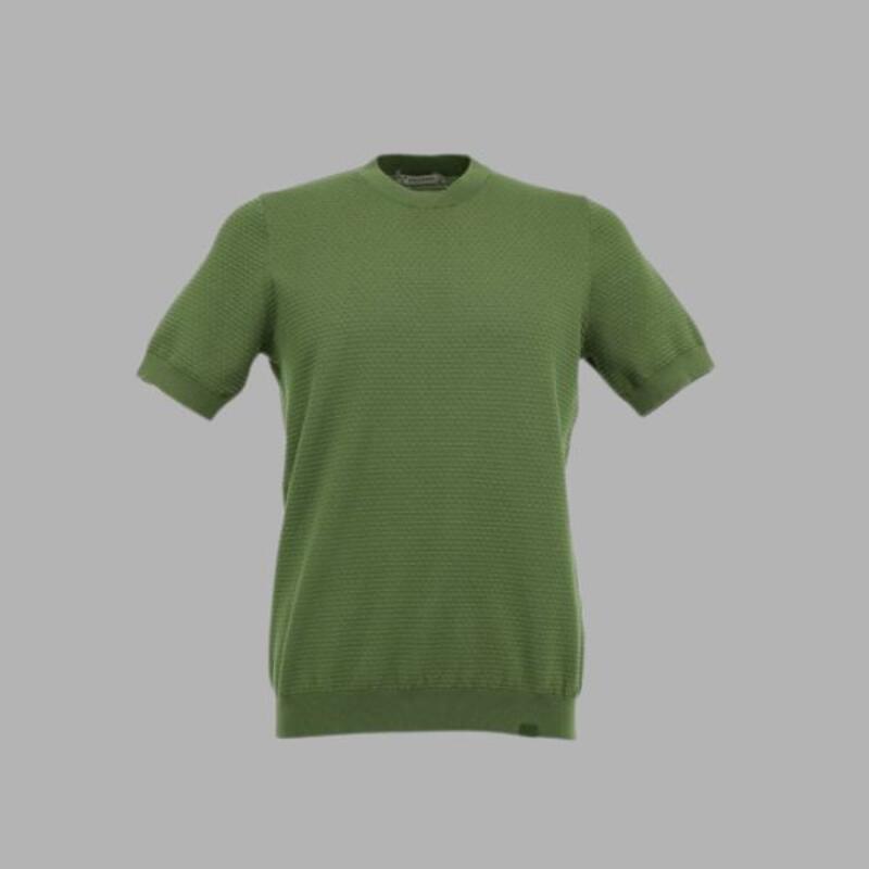 ROOFTOP T-shirt da uomo manica corta con lavorazione in maglia motivo a nido d'ape 65% cotone 35% poliestere 230gr Thumbnail