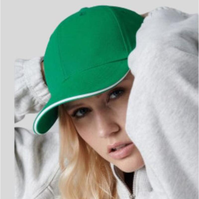B20 Beechfield Cappello 6 pannelli visiera sandwich profilo in contrasto 100% cotone Thumbnail