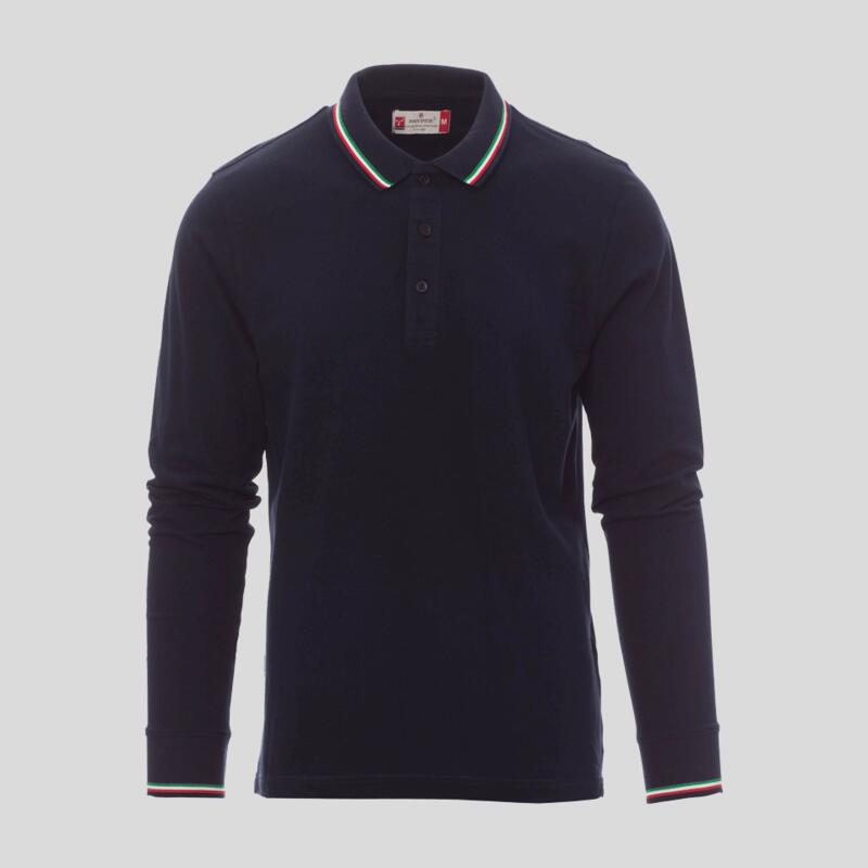 Aviazione Payper Polo unisex manica lunga tricolore su colletto e polsini Classic fit 100% cotone 21 Thumbnail