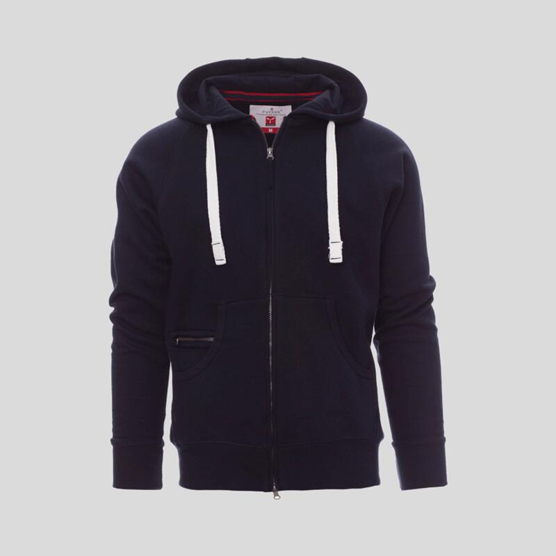 Dallas+ Payper Felpa uomo cappuccio e zip lunga con lacci in contrasto felpata internamente 70% cotone 30% poliestere 300gr Thumbnail