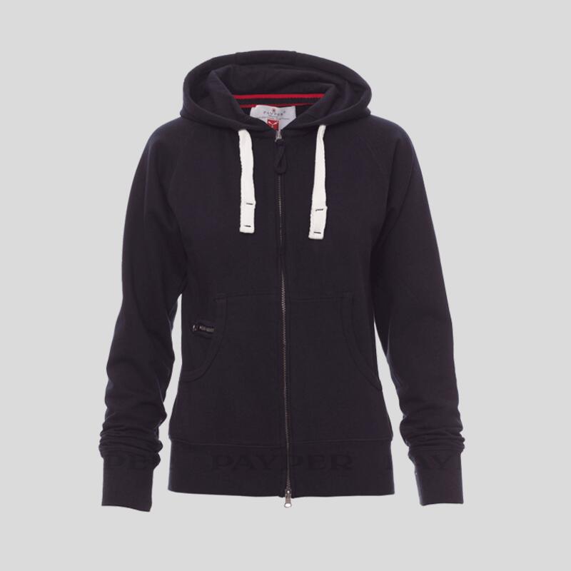 Hawaii+ Lady Payper Felpa donna leggera con cappuccio e zip e lacci in contrasto 80% cotone 20% poli Thumbnail