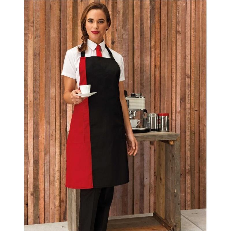 PR162 Premier Contrast Grembiule lungo bicolore con pettorina 65% poliestere 35% cotone Thumbnail