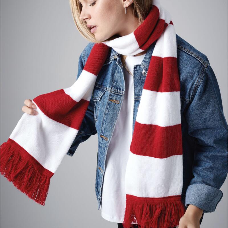 B479 Beechfield Beechfield Varsity Scarf Sciarpa bicolore con frange 100% poliacrilico Thumbnail