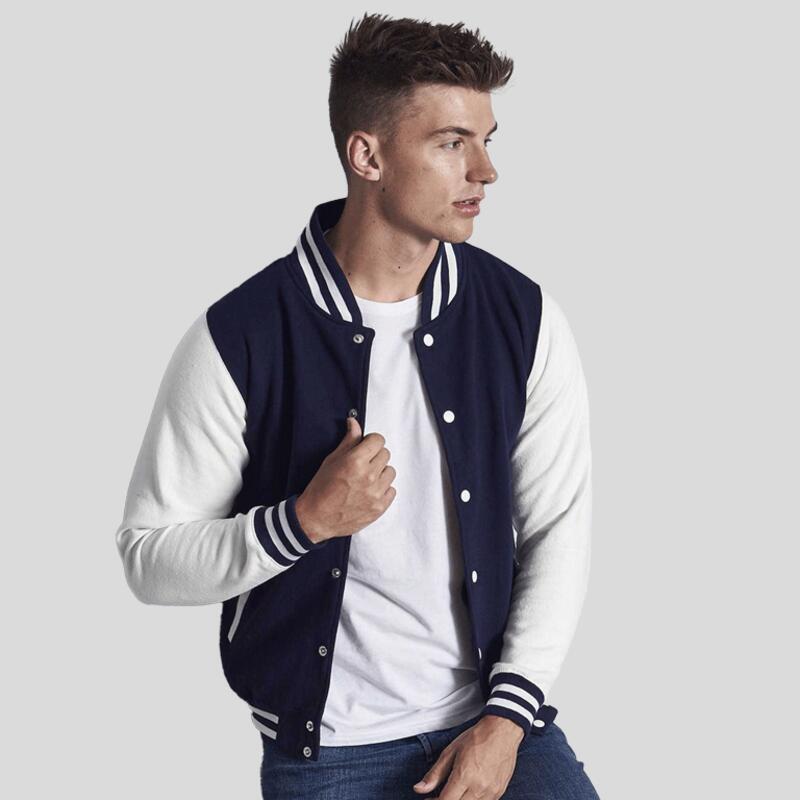 JH043 AWDis Varsity Jacket Felpa unisex bicolore con bottoni tessuto pesante Thumbnail